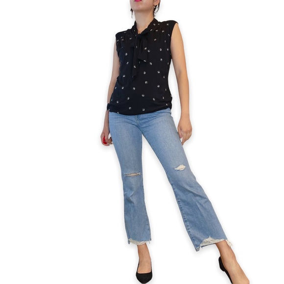 Nordstrom Halogen Wool Modal Tiefront Pattern Sleeveless Blouse Size XS - Picture 15 of 15